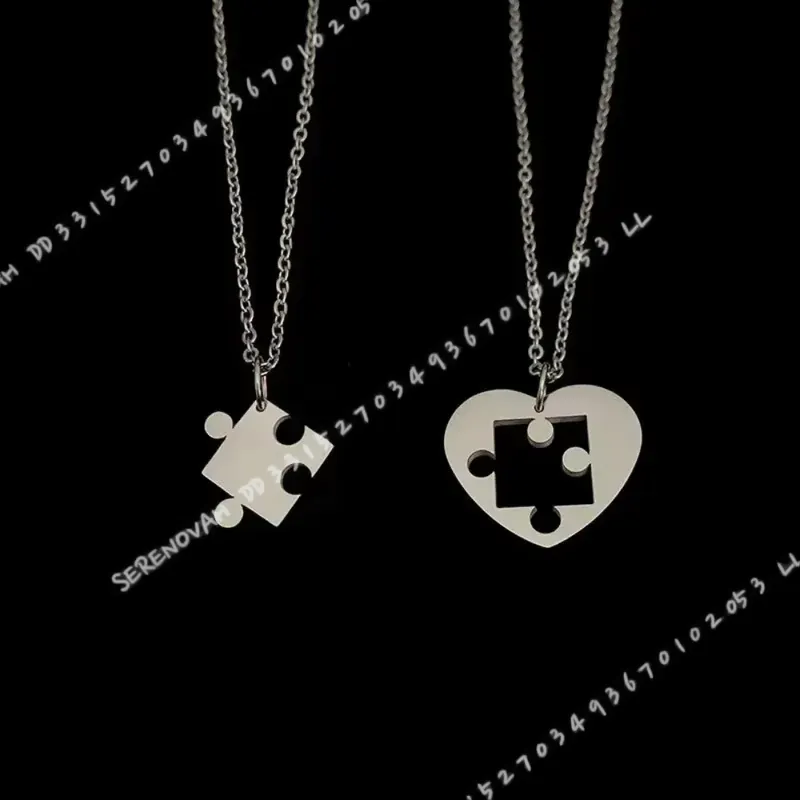 Magnetic Couple Matching Necklaces - ชุดสร้อยคอจี้รูปหัวใจแบบเรียบง่าย 2 ชิ้น สำหรับคู่รัก เพื่อนสนิท ผู้หญิง