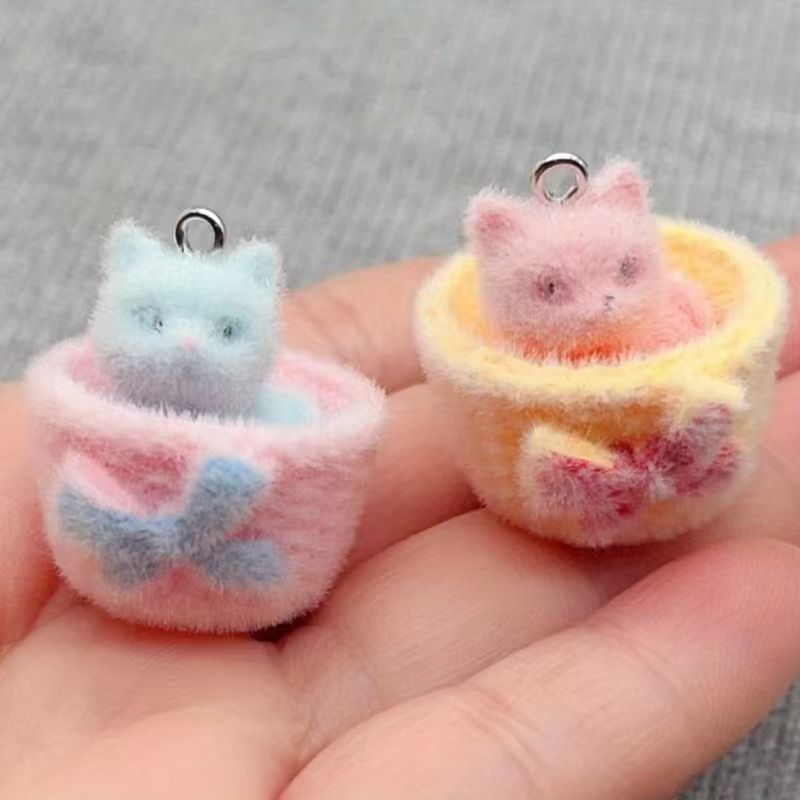 Earrings - จี้แมวเรซิน 3D แบบนุ่ม 4 ชิ้น สำหรับทำเครื่องประดับ