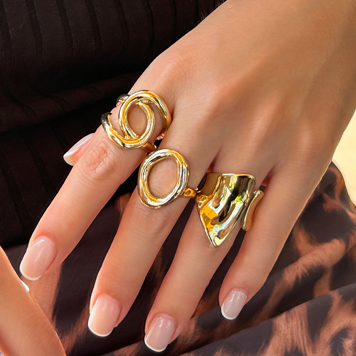 Vintage Punk Knuckle Rings Set - DIEZI 3 ชิ้น/เซ็ตใหม่ Punk แฟชั่น Hollow