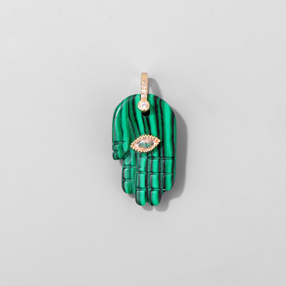 Crystal Pendant Necklace Natural Stone - 1ชิ้นจี้หินธรรมชาติ fatima มือเสน่ห์ malachites ตาเสือ Lapis