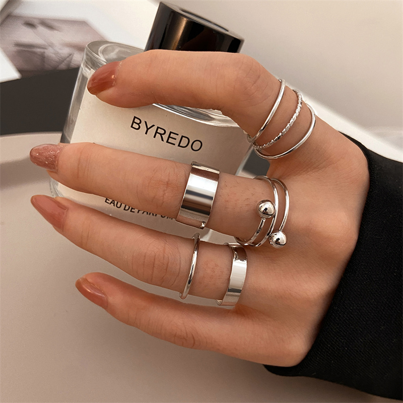 Vintage Punk Knuckle Rings Set - ลูกปัดโลหะ Punk แหวนชุด Sliver สีทอง Hip