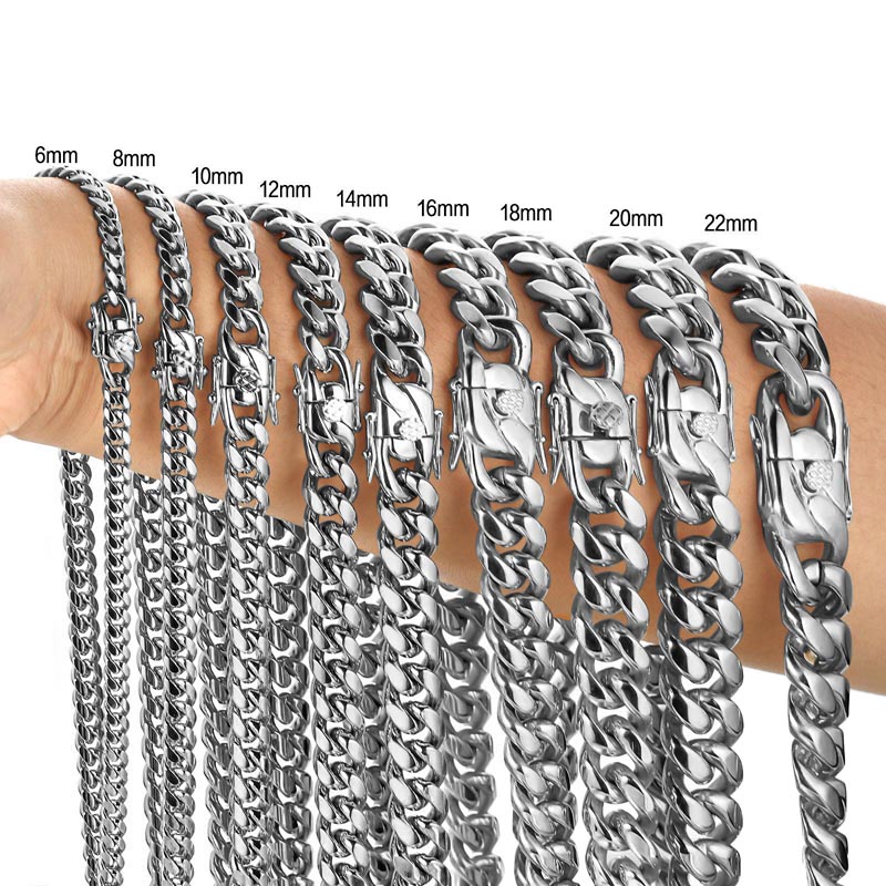 Cuban Link Chain 12Mm - สร้อยคอ316L สแตนเลสไมอามี่ขอบถนนคิวบาสร้อยล็อคผีเสื้อตะขอสร้อยข้อมือฮิปฮอปผู้ชายผู้หญิงเครื่องประดับชุบเงิน