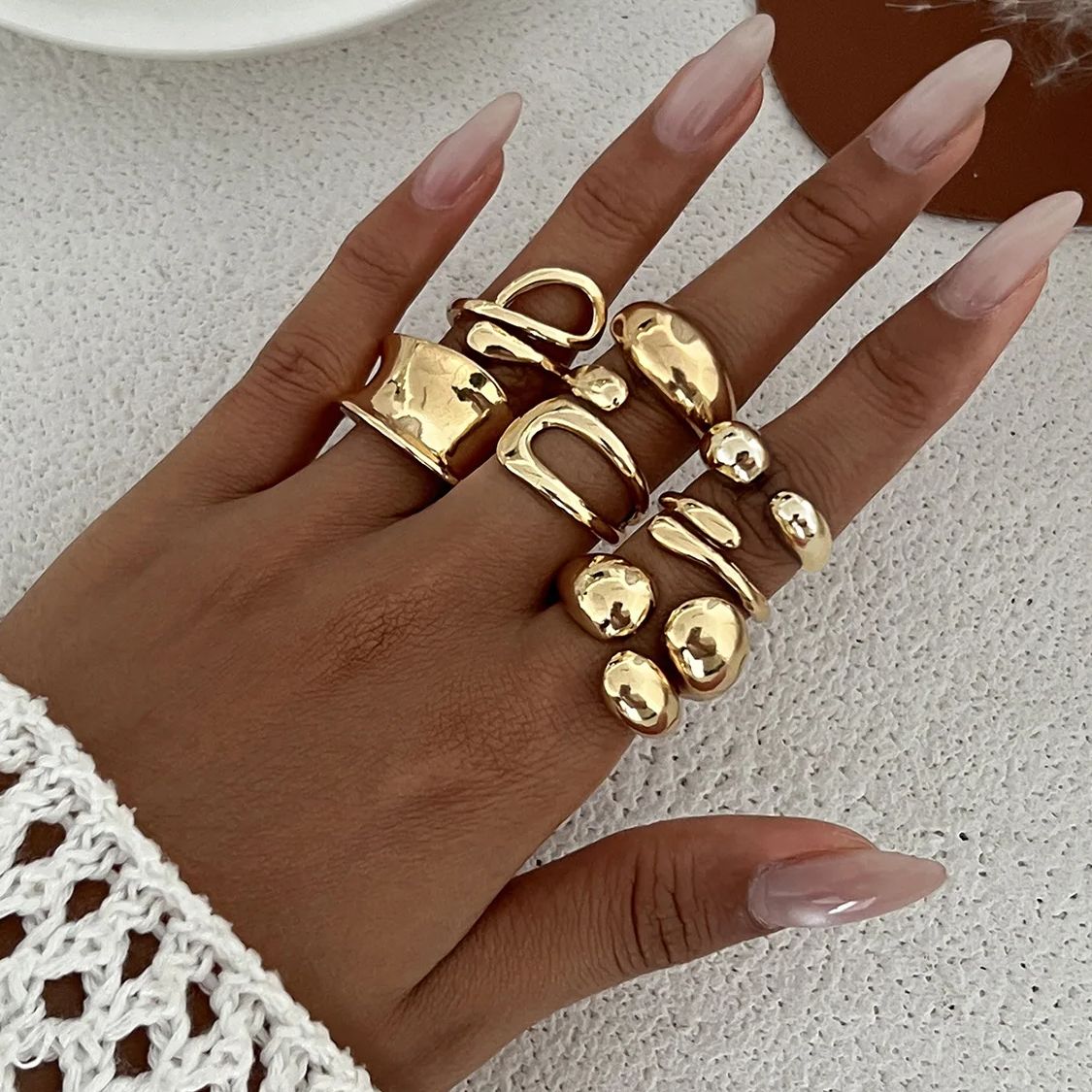 Vintage Punk Knuckle Rings Set - DIEZI หนึ่งชุดแฟชั่น Hollow Geometric Knuckle แหวน