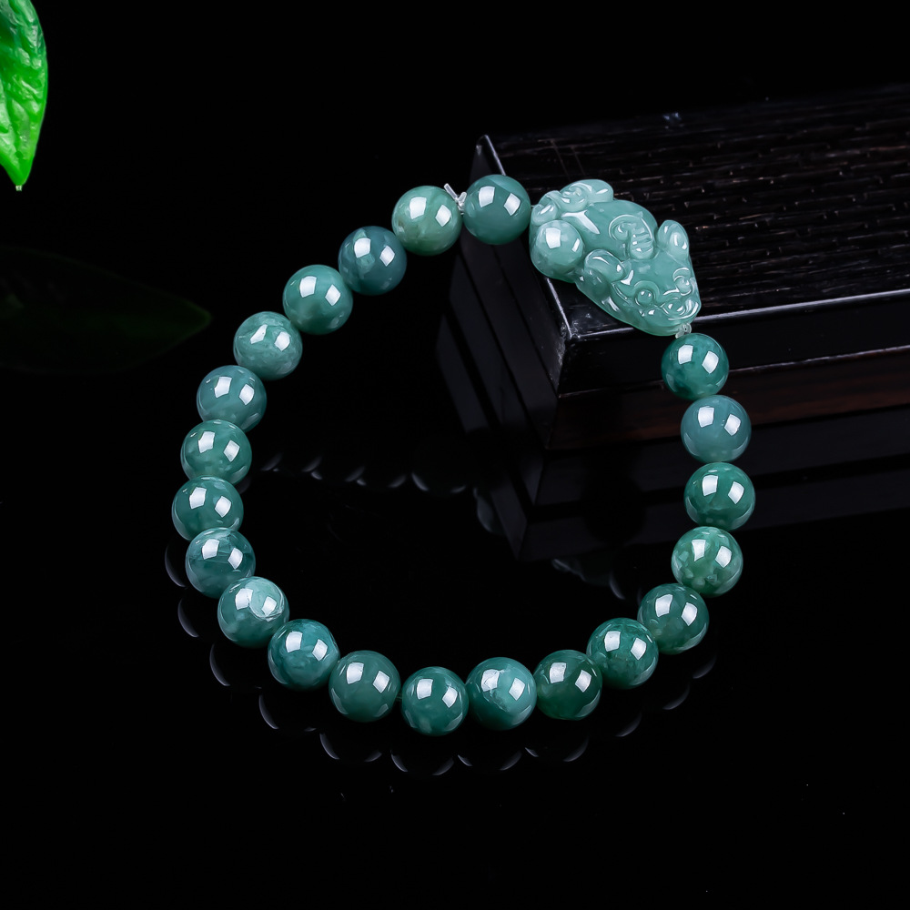 Bracelets - หยกพม่าธรรมชาติ กำไลข้อมือปี่เซียะ ของขวัญเครื่องรางโบราณสำหรับผู้หญิง เครื่องประดับกำไลหยกแท้
