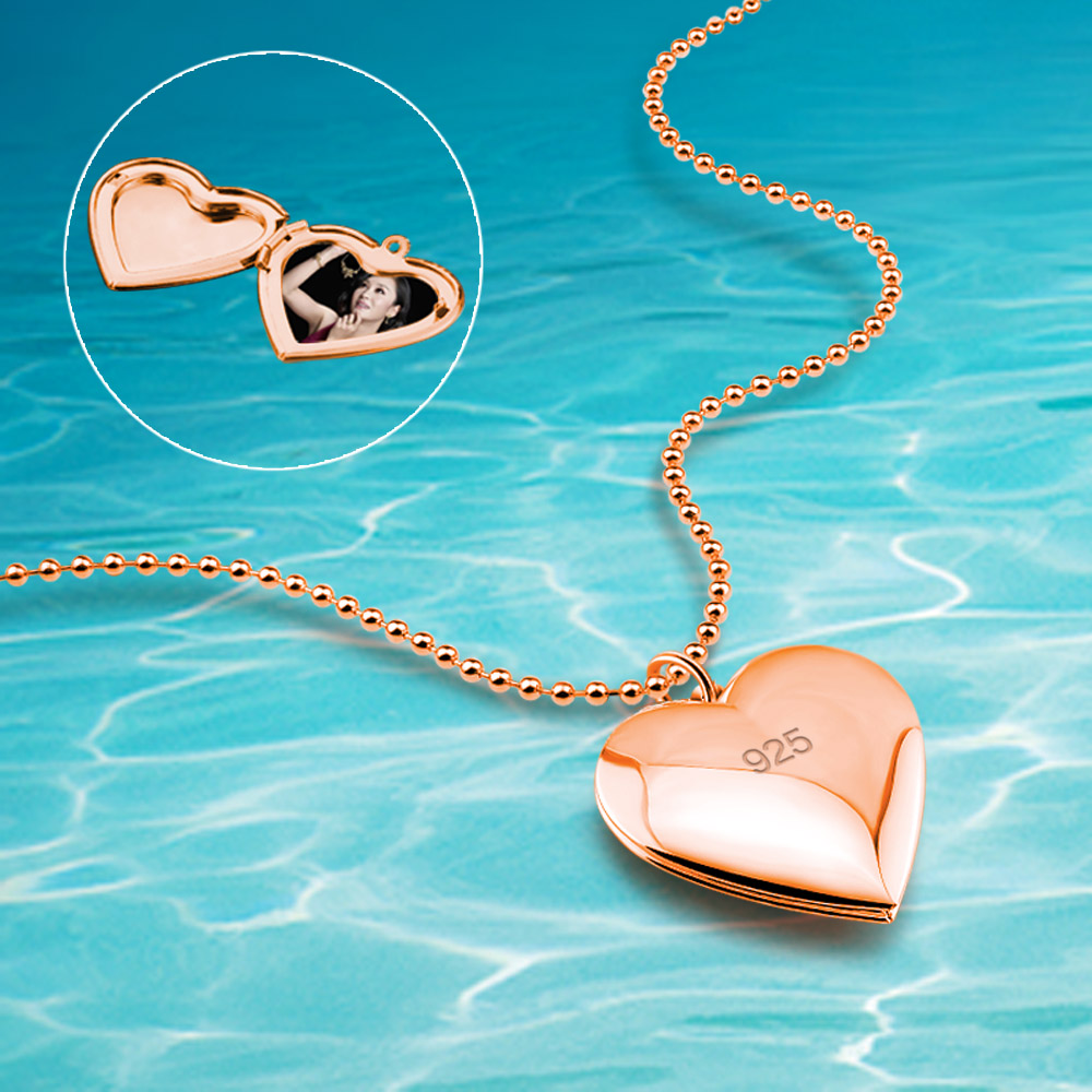 Heart Locket Necklace Photo - Eternal Love Heart Choker 925จี้เงินสร้อยคอแฟชั่น Photo