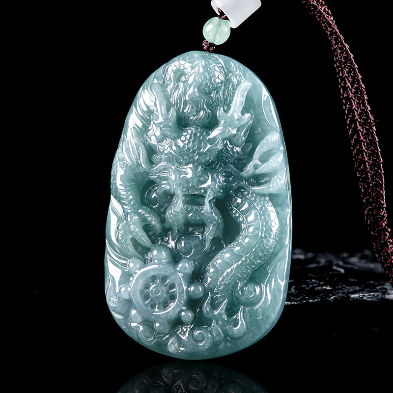 Necklaces - จี้หยกพม่ารูปมังกร สร้อยคอหยกพม่า เครื่องประดับแฟชั่น ดีไซน์เนอร์ จี้แกะสลัก ของที่ระลึกสุดหรู