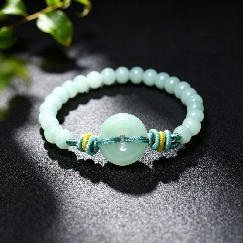 Bracelets - สร้อยข้อมือลูกปัดหยกพม่าแท้สีน้ำเงินมรกตธรรมชาติ พร้อมจี้หยก สร้อยคอ เครื่องประดับ ดีไซน์หรูหรา พร้อมใบรับรอง