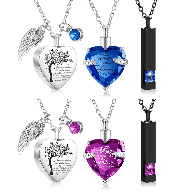 Heart Locket Necklace Photo - สร้อยคอจี้รูปทรงต่างๆ สำหรับใส่เถ้ากระดูก สร้อยคอที่ระลึกสำหรับใส่เถ้ากระดูกคนที่คุณรัก รูปหัวใจ ไม้กางเขน ลูกบาศก์