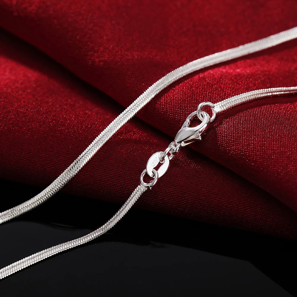 925 Sterling Silver Chain Necklace Men - สร้อยคอเงินสเตอร์ลิงยาว40-75ซม. ความยาว925 2มม. สายโซ่งูแบนน่ารักสำหรับผู้หญิงจี้ขนาดพอดีกับผู้ชายแฟชั่น