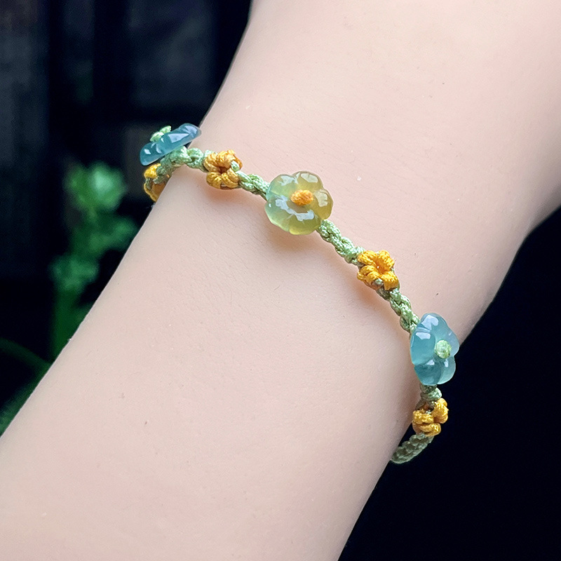 Bracelets - มุกหยกพม่าสร้อยข้อมือดอกไม้เครื่องประดับของขวัญผู้หญิงแฟชั่นอุปกรณ์เสริมธรรมชาติหยกพม่ากำไลข้อมือหิน