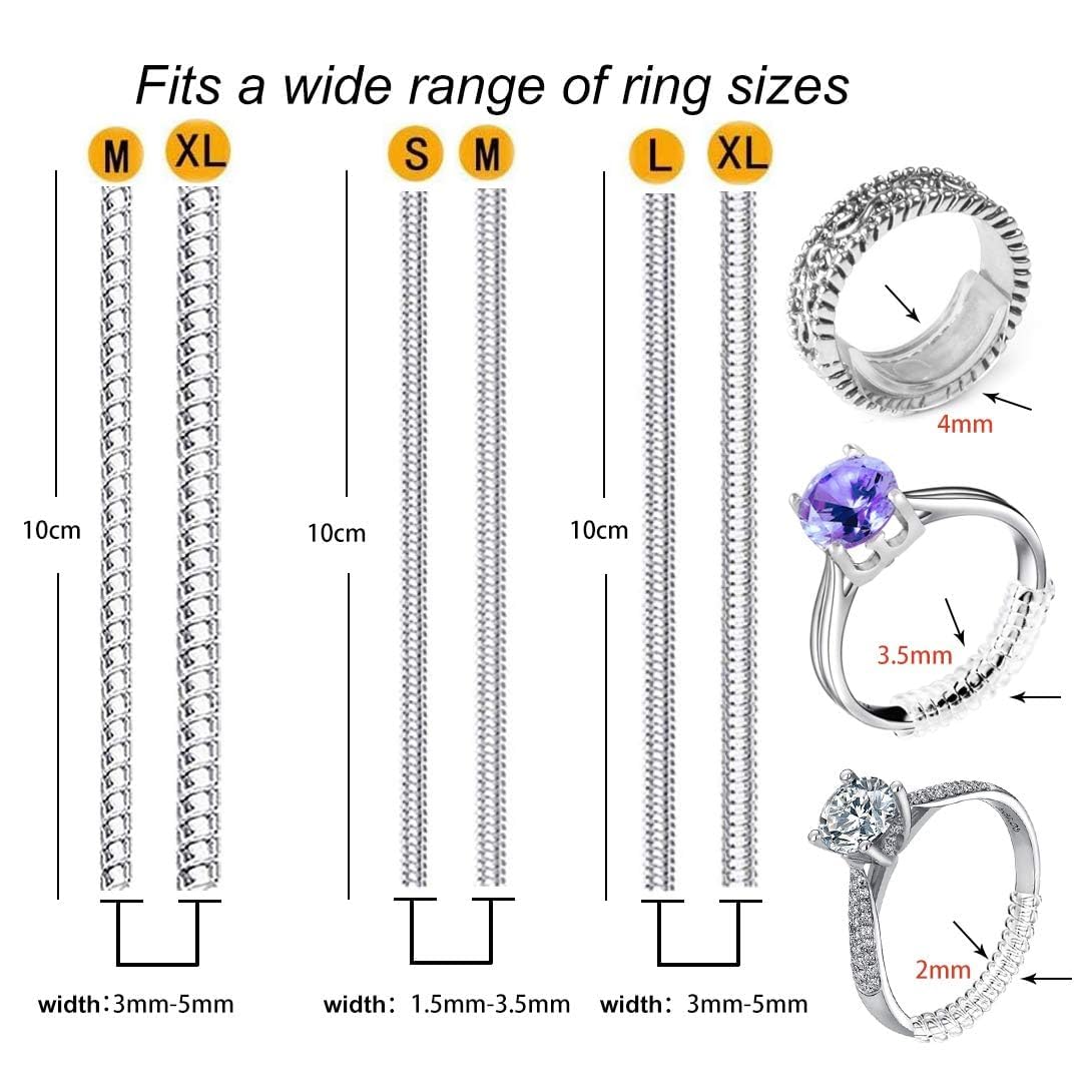 Rings - ชุดเครื่องมือปรับขนาดแหวนแบบสปริง 6 ชิ้น/ชุด แบบใส ฐานเกลียว สำหรับเครื่องประดับ