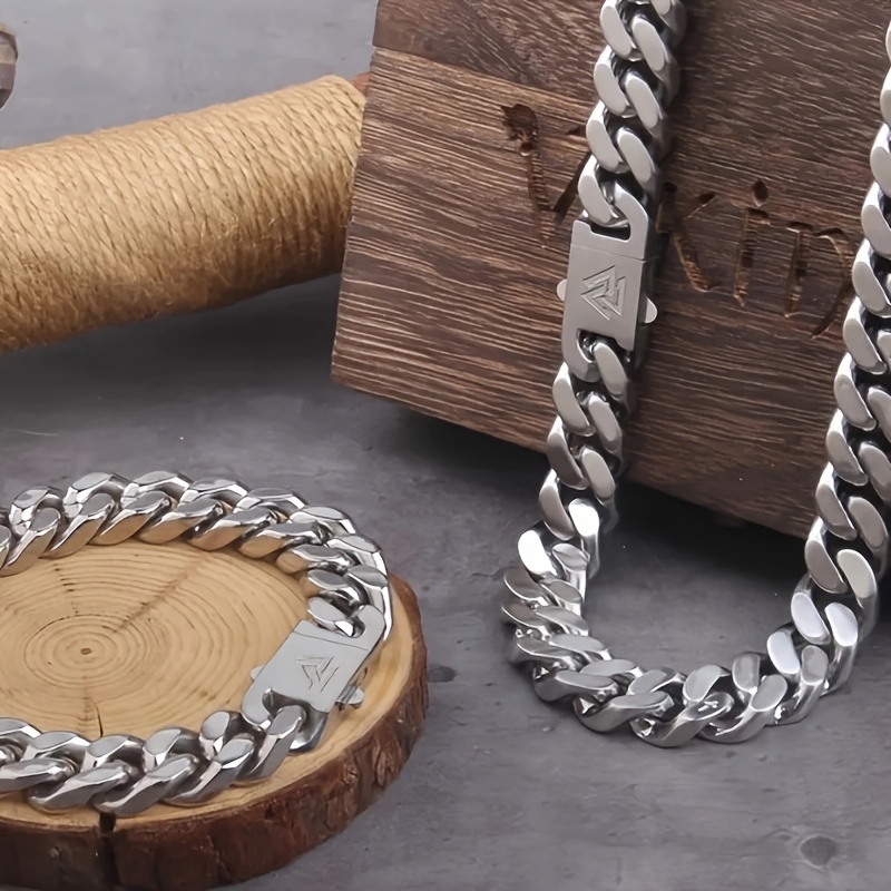 Cuban Link Chain 12Mm - ชุดโซ่วิกิ้งคิวบาระดับไฮเอนด์ 1 ชิ้น เครื่องประดับแฟชั่นที่ทันสมัยและหล่อเท่ เหมาะสำหรับให้แฟนหนุ่มในทุกๆ วัน