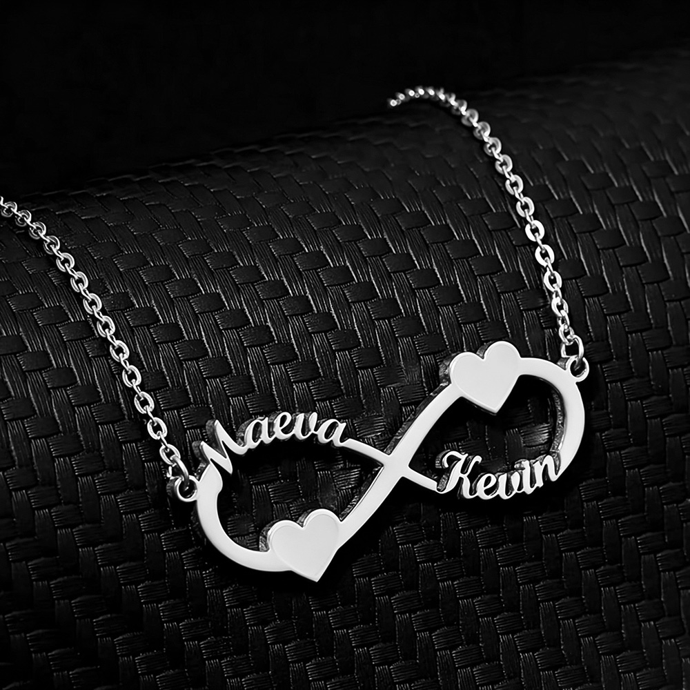 Custom Name Necklace Stainless Steel - สร้อยคอชื่อสั่งทำ จี้รูปหัวใจอินฟินิตี้ สแตนเลสสตีล ป้ายชื่อส่วนตัว เครื่องประดับหรูหรา ของขวัญสำหรับผู้หญิง