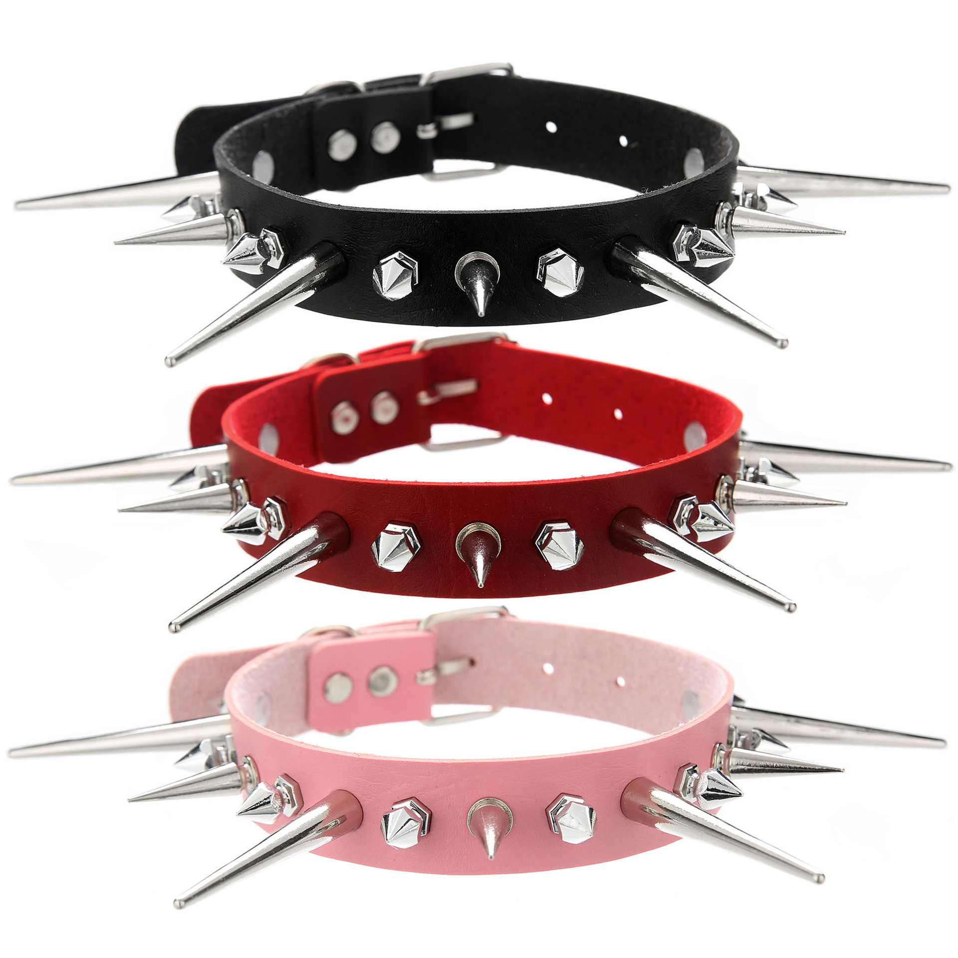 Goth Punk Spike Choker - Kmvexo Punk Punk สร้อยคอแบบหมุดยาวคอหนังสังเคราะห์สำหรับผู้หญิงผู้ชายเครื่องประดับแนวร็อค