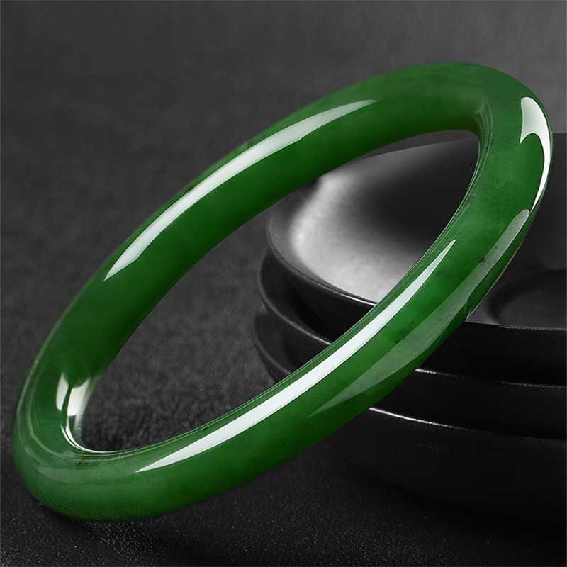 Bracelets - กำไลหยกฮอตันสีเขียวมรกตแบบแถบบางจากเจสเปอร์ซินเจียงสำหรับสาวๆ