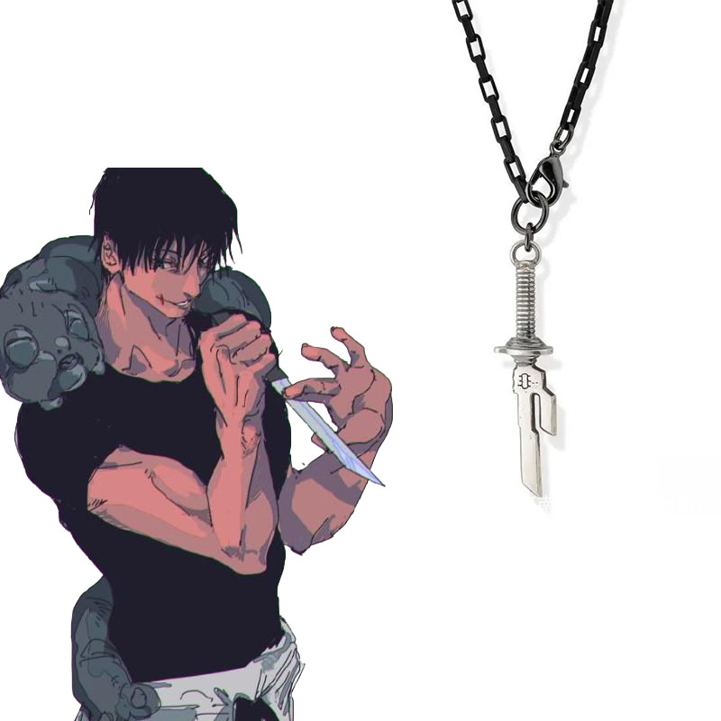 Anime Pendant Necklace - สร้อยคอคอสเพลย์โทจิ ฟุชิกุโระ จากอนิเมะเรื่องจูจุตสึ ไคเซ็น จี้รูปหอกกลับหัว ของขวัญคริสต์มาสสำหรับทุกเพศ