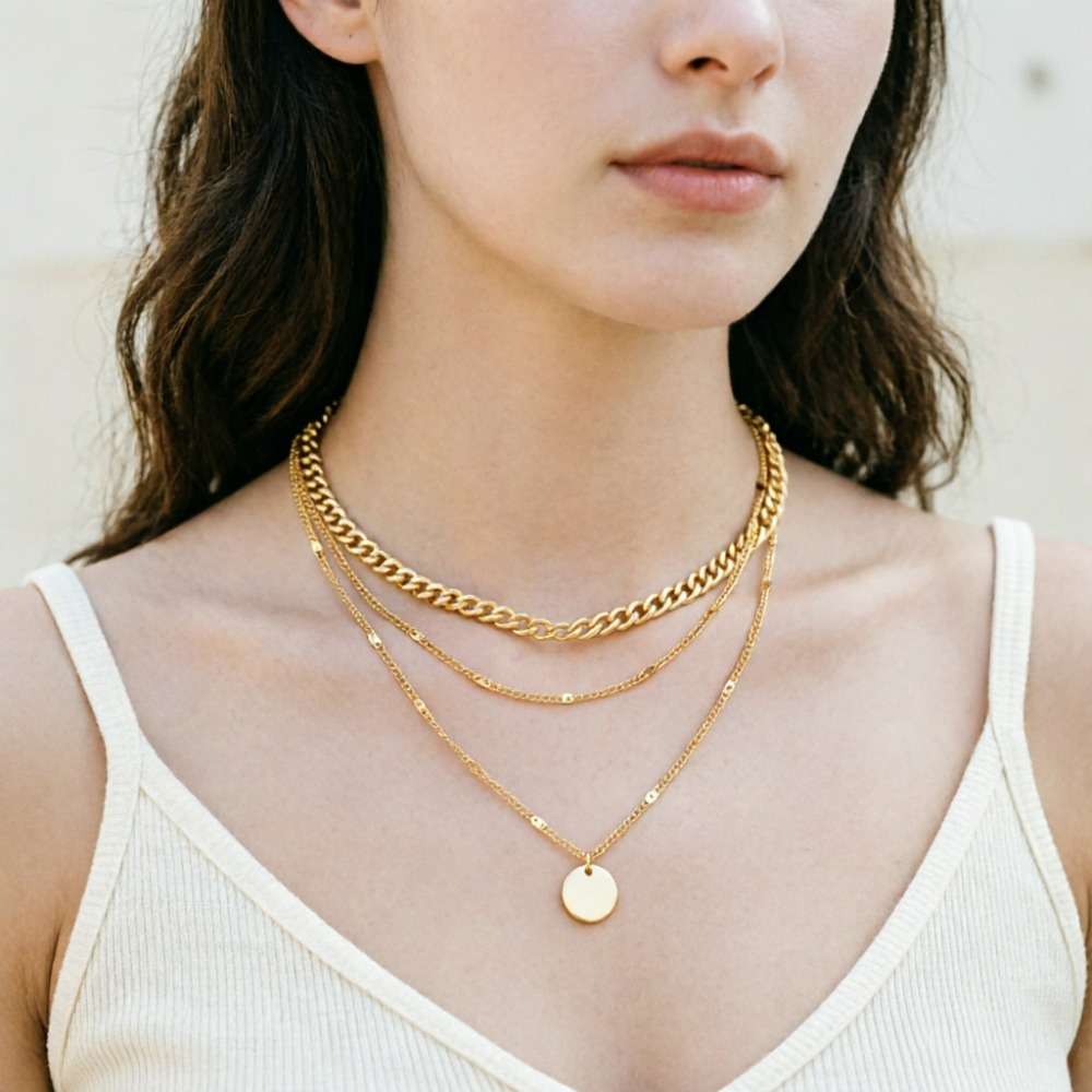 Layered Pendant Necklace Aesthetic - สร้อยคอจี้แบบเลเยอร์สไตล์เรโทรวินเทจ สวยงามทันสมัย สำหรับผู้หญิงและเด็กผู้หญิง เหมาะสำหรับใส่คู่กับเสื้อผ้า ของขวัญสุดพิเศษ