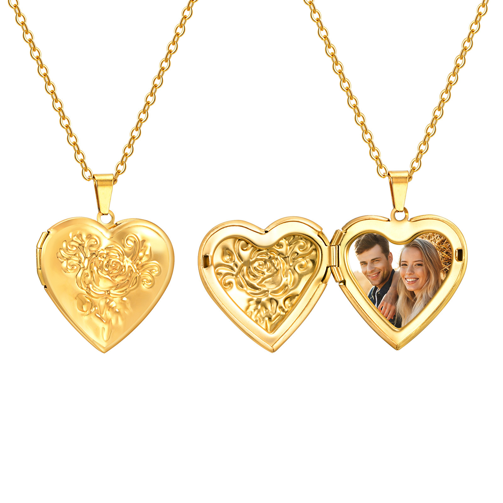 Custom Name Necklace Stainless Steel - สร้อยคอจี้หัวใจส่วนบุคคลของผู้หญิง, เครื่องประดับสร้อยคอล็อครูปถ่ายที่กําหนดเอง, ของขวัญวันเกิดงานเลี้ยงวันครบรอบ