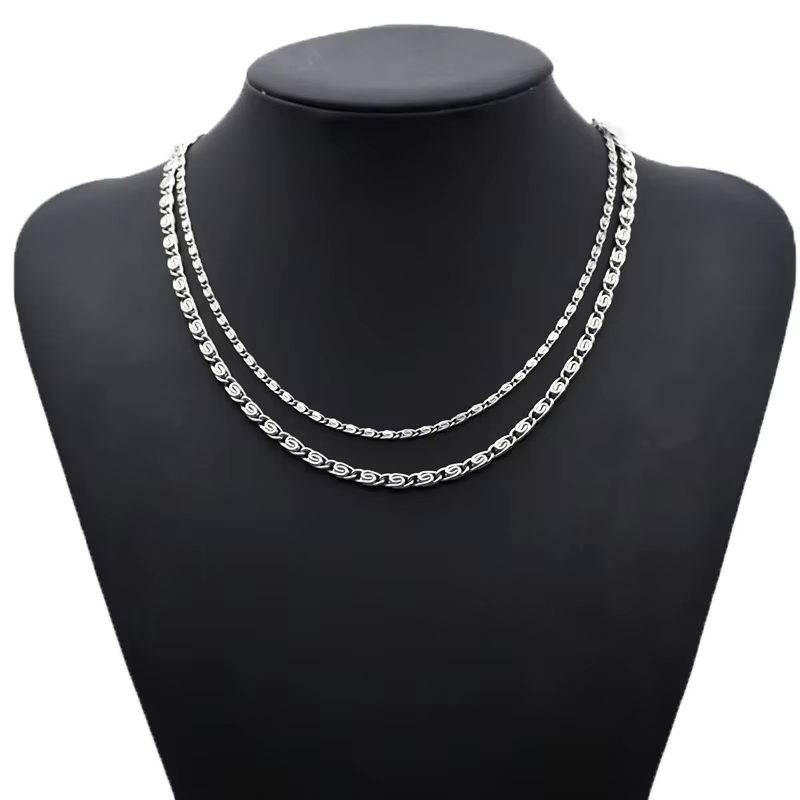 925 Sterling Silver Chain Necklace Men - สร้อยคอแอนดาร่า 925 เงินแท้ ชุบทอง 18K ขนาด