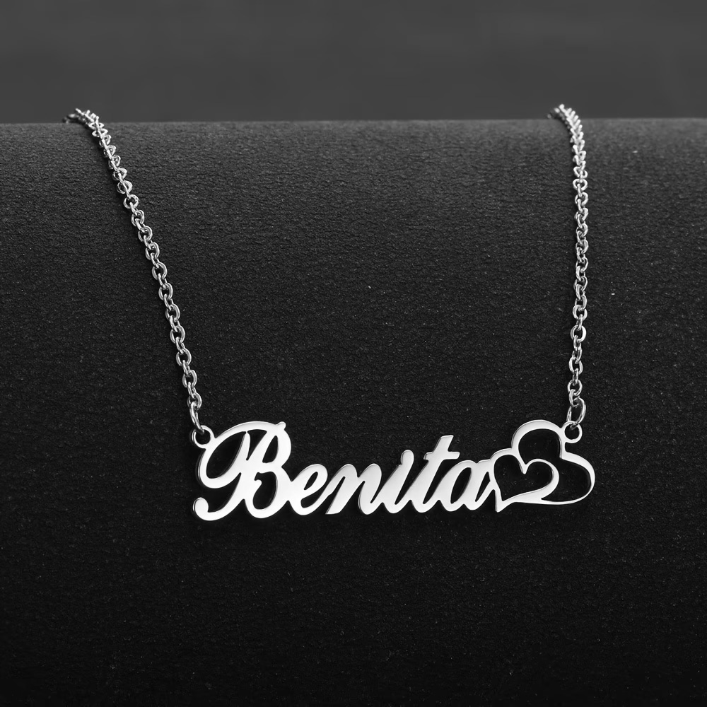 Custom Name Necklace Stainless Steel - สร้อยคอหัวใจคู่แบบกำหนดเองได้ สแตนเลสสตีล เครื่องประดับสั่งทำ ของขวัญแต่งงานสุดโรแมนติกสำหรับผู้หญิง จัดส่งฟรี