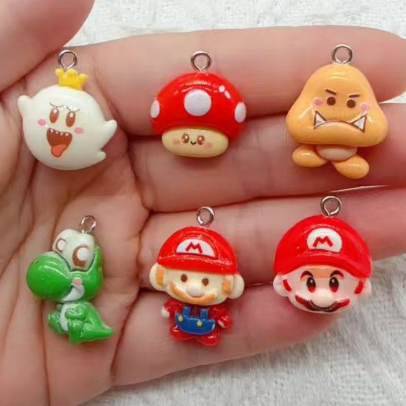 Earrings - จี้การ์ตูนเรซิน 10 ชิ้น, อุปกรณ์ทำเครื่องประดับ DIY, ต่างหู,