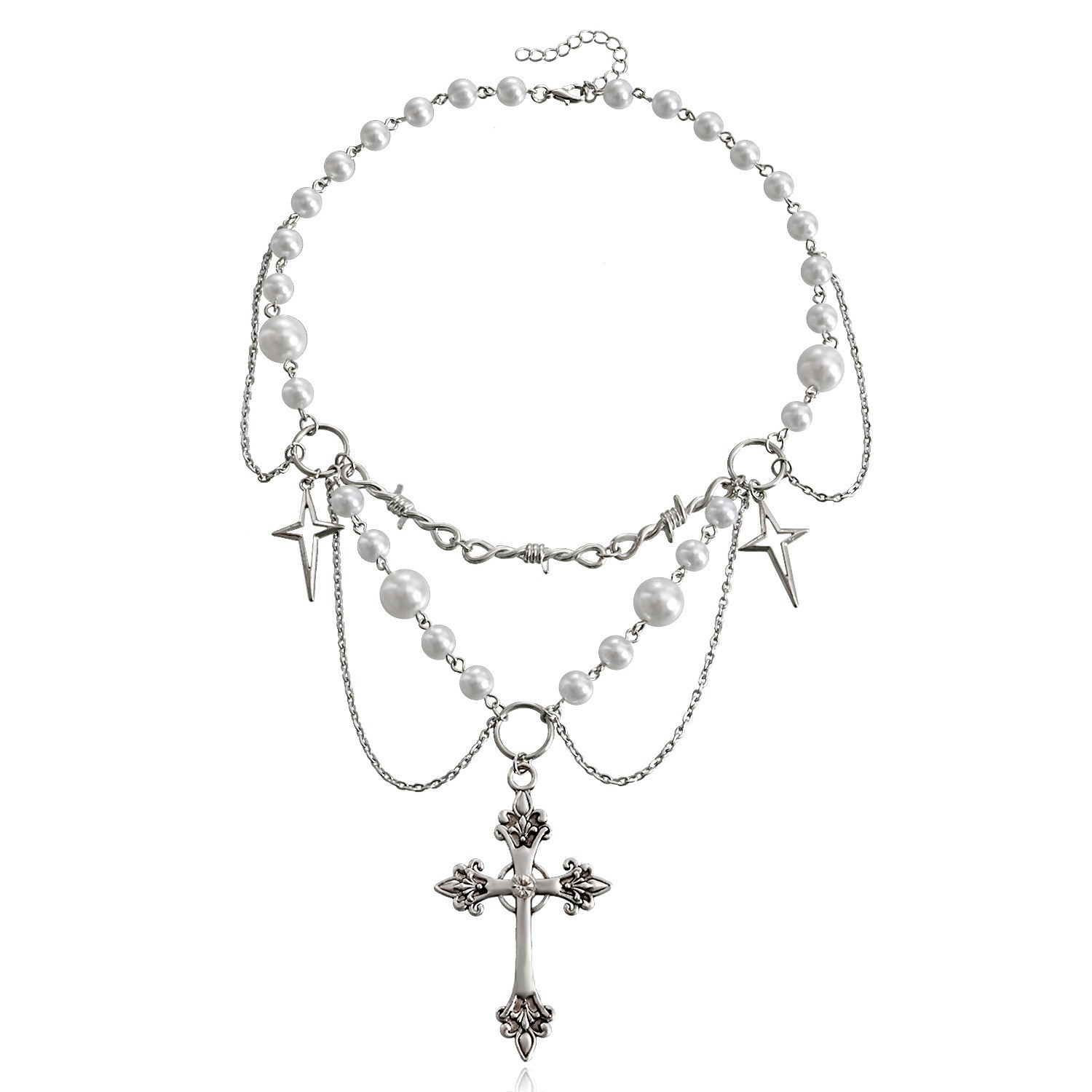 Pearl Choker Necklace Vintage - สร้อยคอไข่มุกหัวใจผีเสื้อสำหรับผู้หญิงหญิงสาวสร้อยคอแฟชั่นวินเทจโกธิคพังค์ Y2K นางฟ้าสองชั้นของขวัญเครื่องประดับ