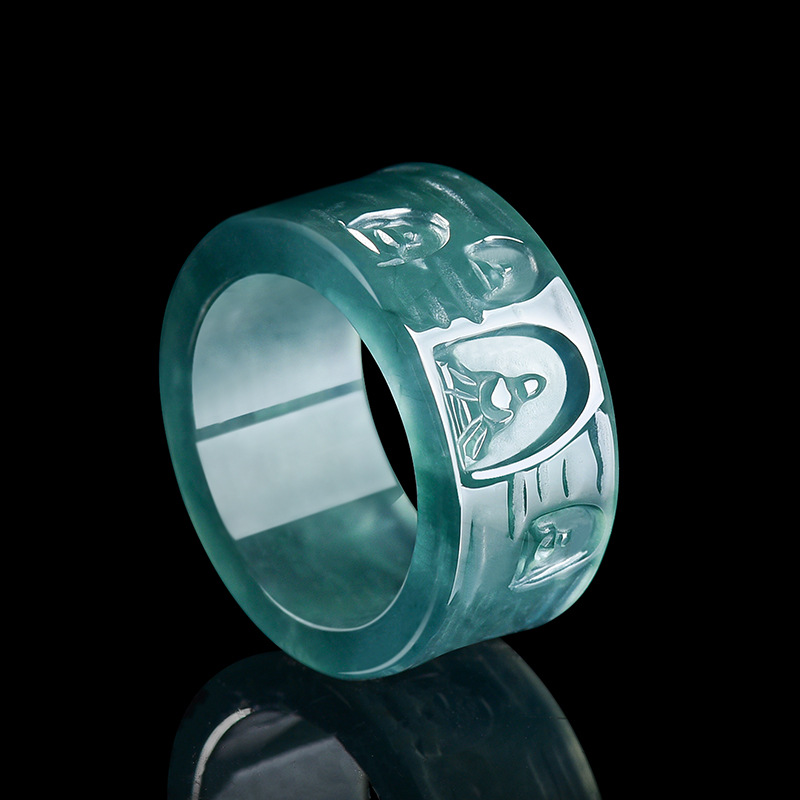 Rings - แหวนหยกพม่าธรรมชาติ พระพุทธรูป แหวนอัญมณีหรูหรา ดีไซน์เนอร์เครื่องประดับ แฟชั่น เครื่องรางแกะสลักจากหยกแท้