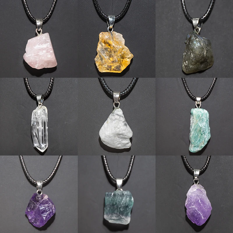 Crystal Pendant Necklace Natural Stone - อเมทิสต์ธรรมชาติดอกไม้สร้อยคอ Reiki Healing หินรูปร่างไม่สม่ําเสมอเครื่องประดับ DIY ของขวัญปรับ