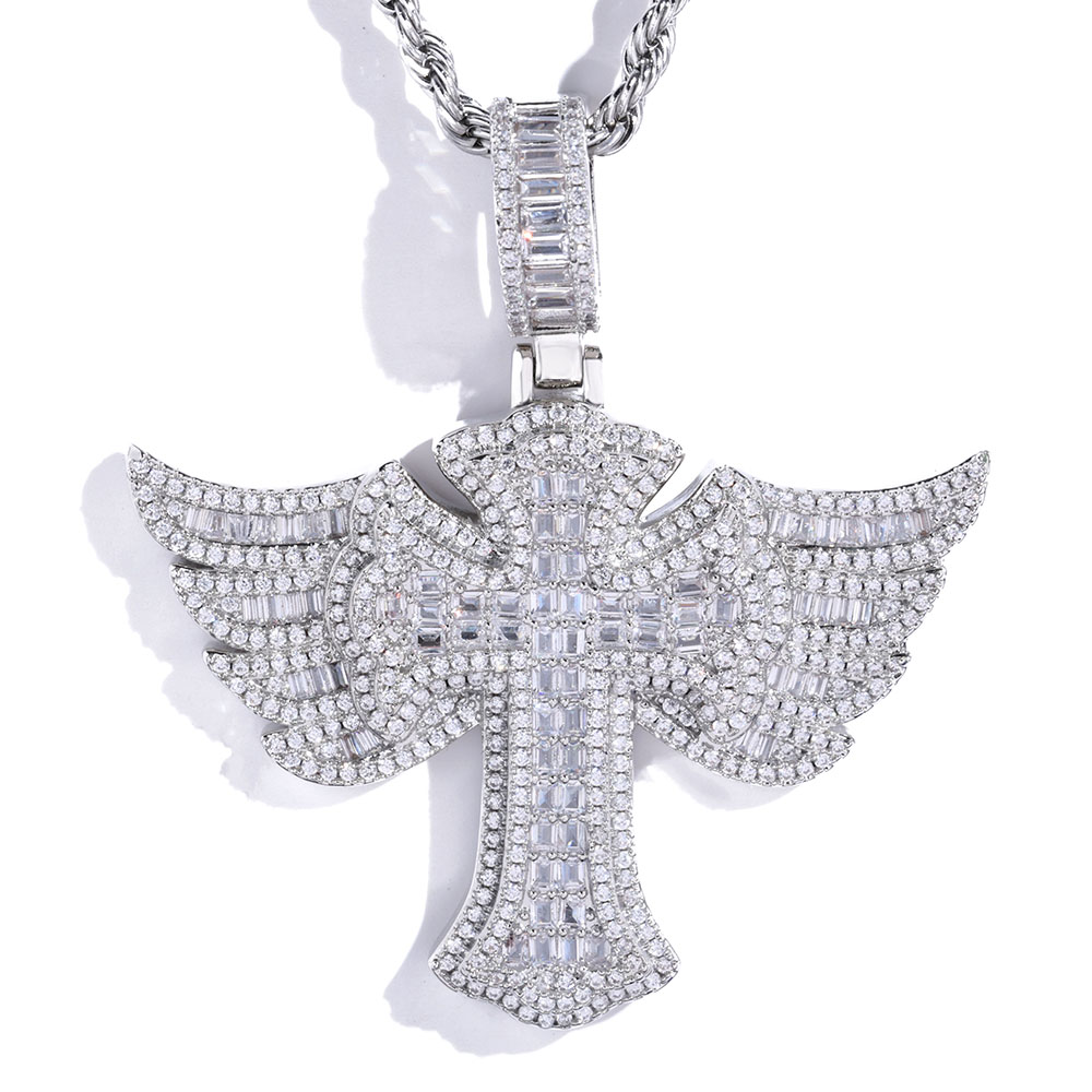 Cross Pendant Necklace Gold - Hip Hop เพชร 18 K Gold