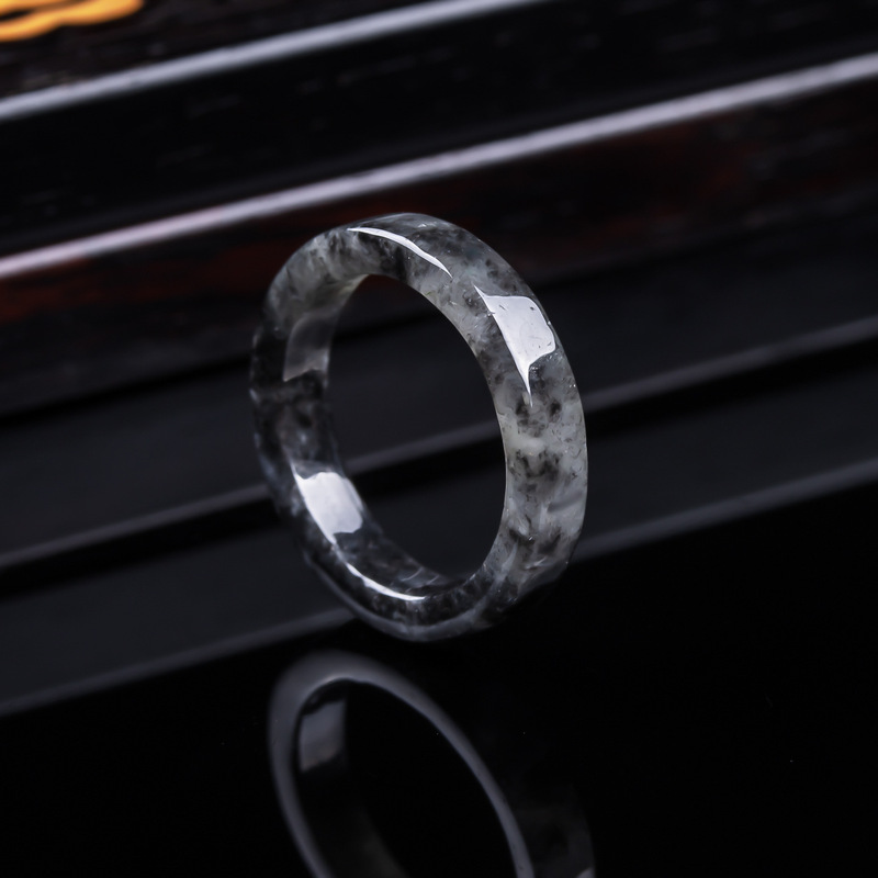 Rings - หยกพม่าเกรด A แท้, แหวนหยกดำชนิดน้ำแข็ง, เครื่องประดับสำหรับผู้ชายและผู้หญิง, ของขวัญหยกอเนกประสงค์