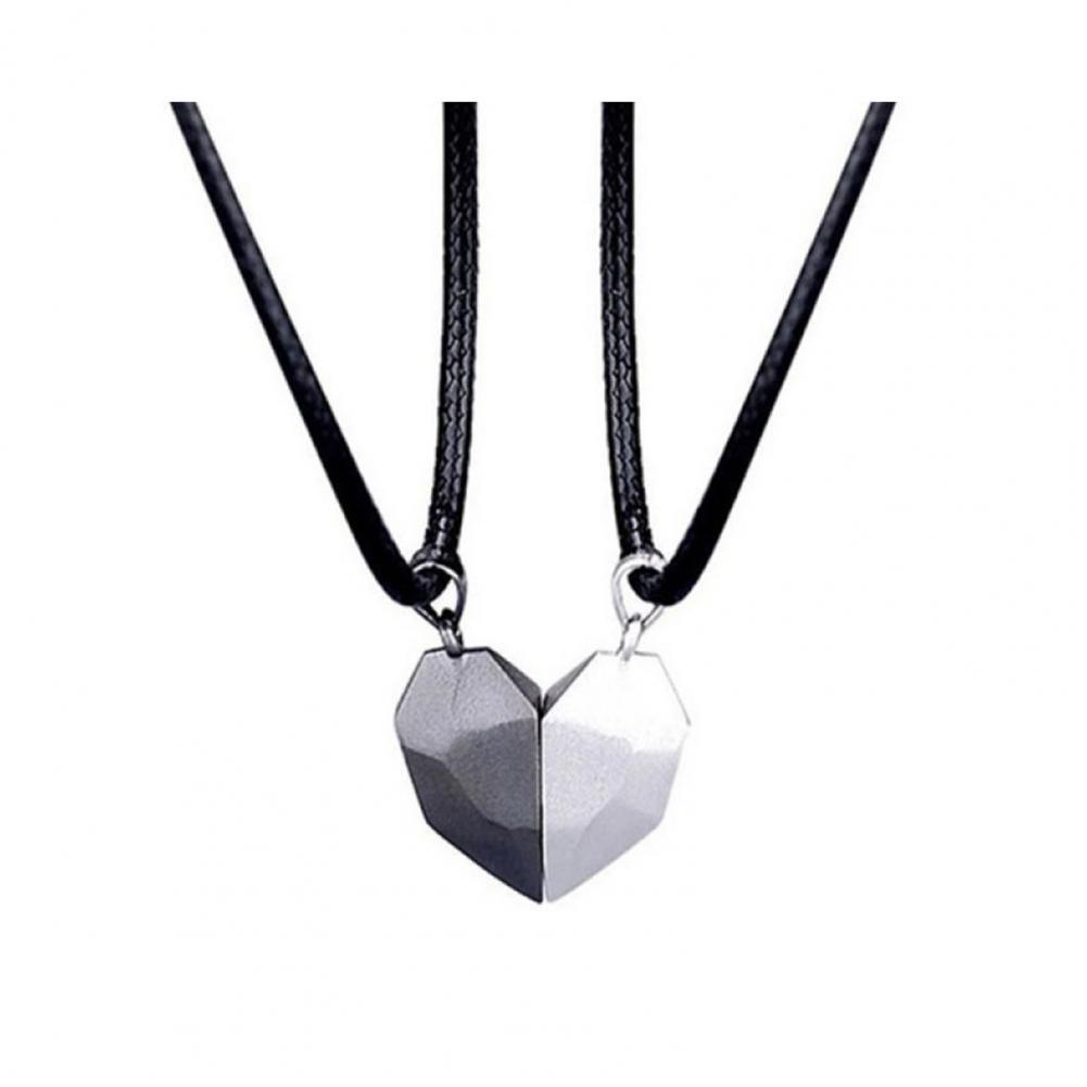 Magnetic Couple Matching Necklaces - สร้อยคอจี้รูปหัวใจ ชุดสร้อยคอคู่รัก จี้แม่เหล็กรูปหัวใจชุบโลหะ เครื่องประดับแห่งความรักสำหรับสามีภรรยา