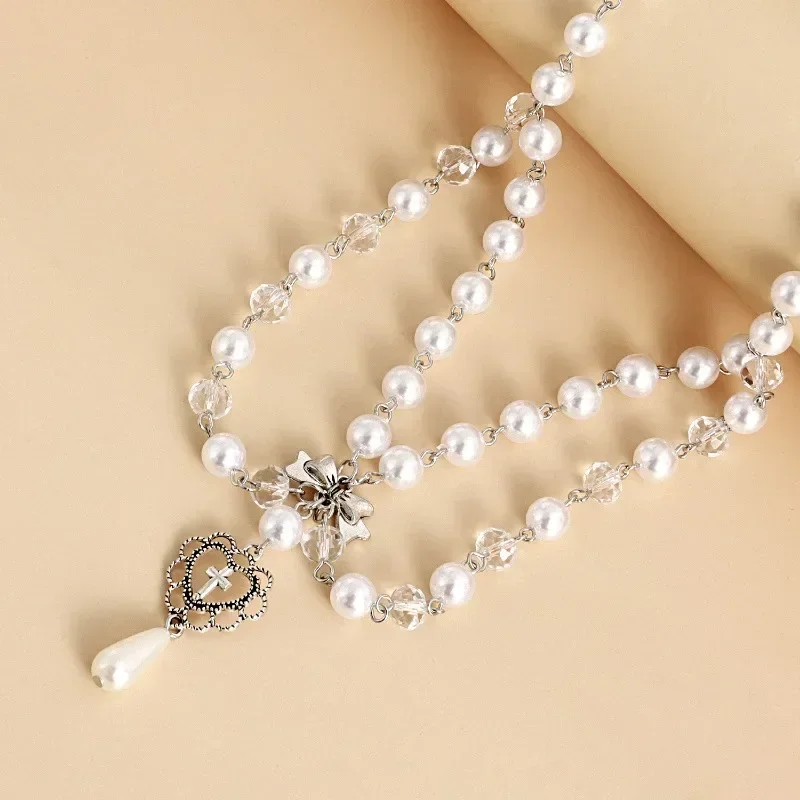 Punk Crosses จี้สร้อยคอ Gothic - Pearl Choker Necklace Vintage บทวิจารณ์และราคา
