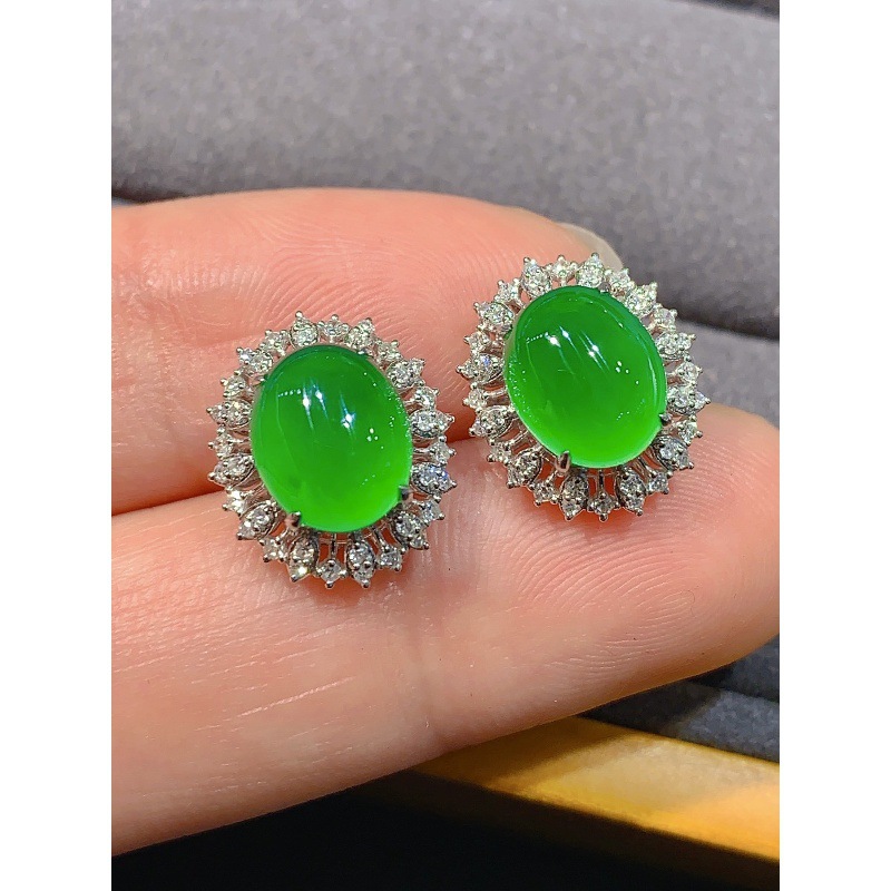 ต่างหูหยกเขียวหยกชนิดไอซ์ไทป์  - Earrings บทวิจารณ์และราคา
