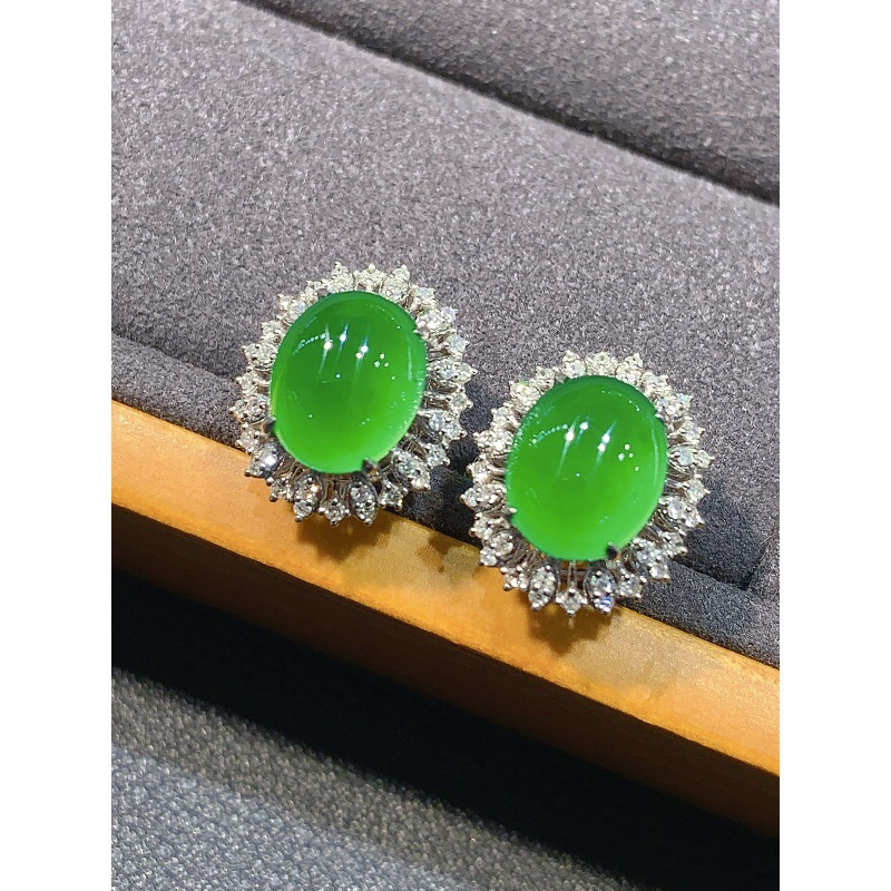 ต่างหูหยกเขียวหยกชนิดไอซ์ไทป์  - Earrings บทวิจารณ์และราคา