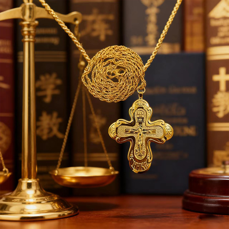 สร้อยคอไม้กางเขนแบบออร์โธดอกซ์ - Cross Pendant Necklace Gold บทวิจารณ์และราคา