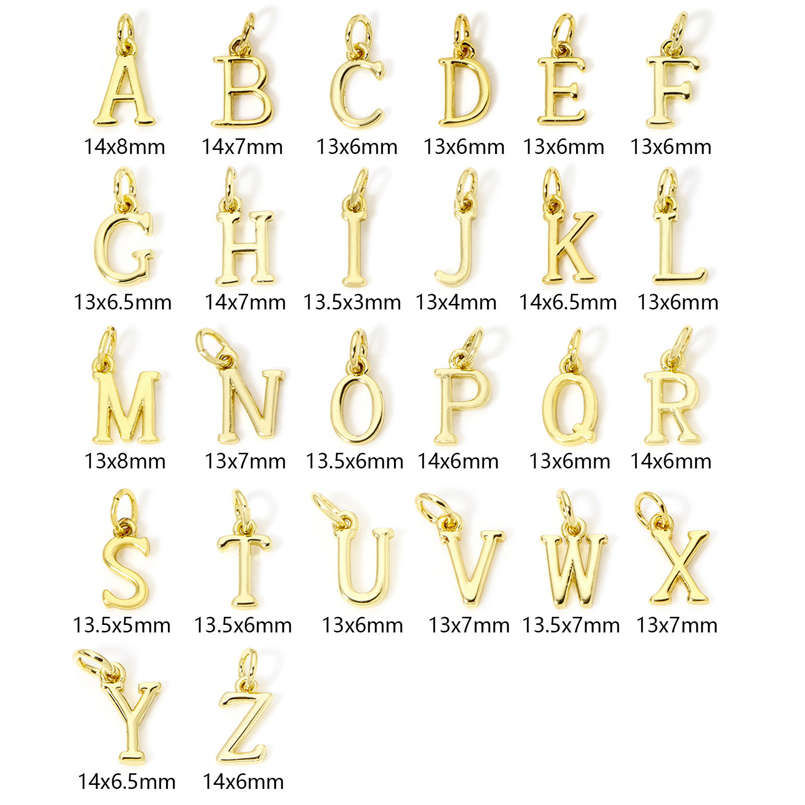 5 ชิ้นทองเหลือง Charms 18K Gol - Initial Letter Necklace 18K Gold บทวิจารณ์และราคา