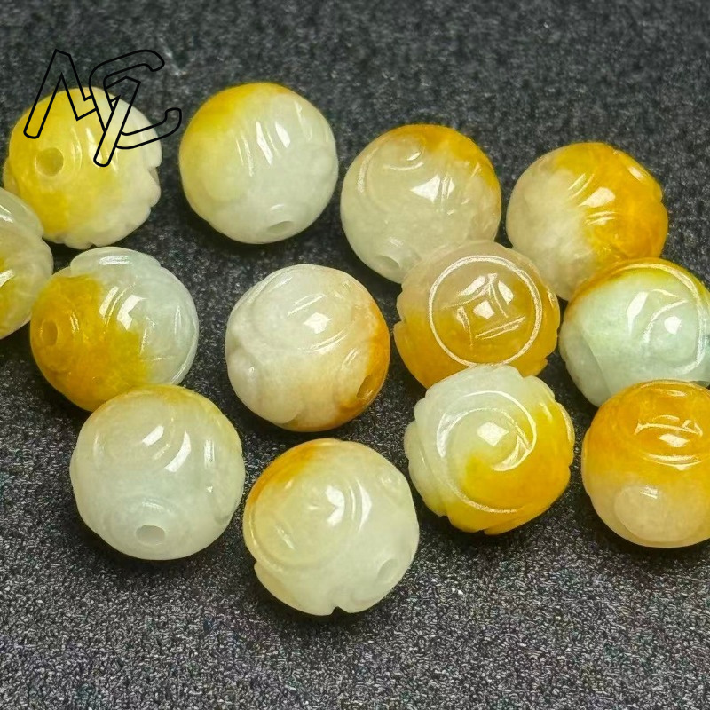 ลูกปัดหยกสีเหลืองธรรมชาติทรงกล - Bracelets บทวิจารณ์และราคา