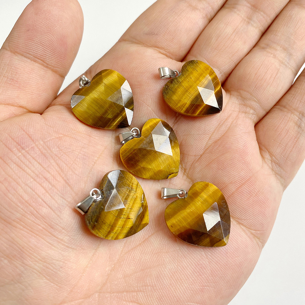 จี้รูปหัวใจเหลี่ยมเพชรพลอยขนาด - Crystal Pendant Necklace Natural Stone บทวิจารณ์และราคา