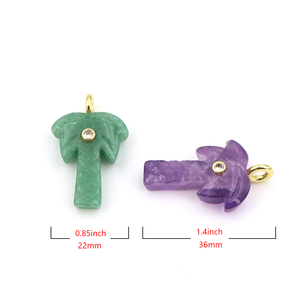 จี้รูปต้นมะพร้าวหินธรรมชาติประ - Crystal Pendant Necklace Natural Stone บทวิจารณ์และราคา