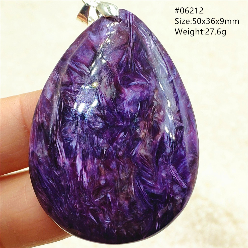 ธรรมชาติสีม่วง Charoite Water  - 925 Sterling Silver Chain Necklace Men บทวิจารณ์และราคา