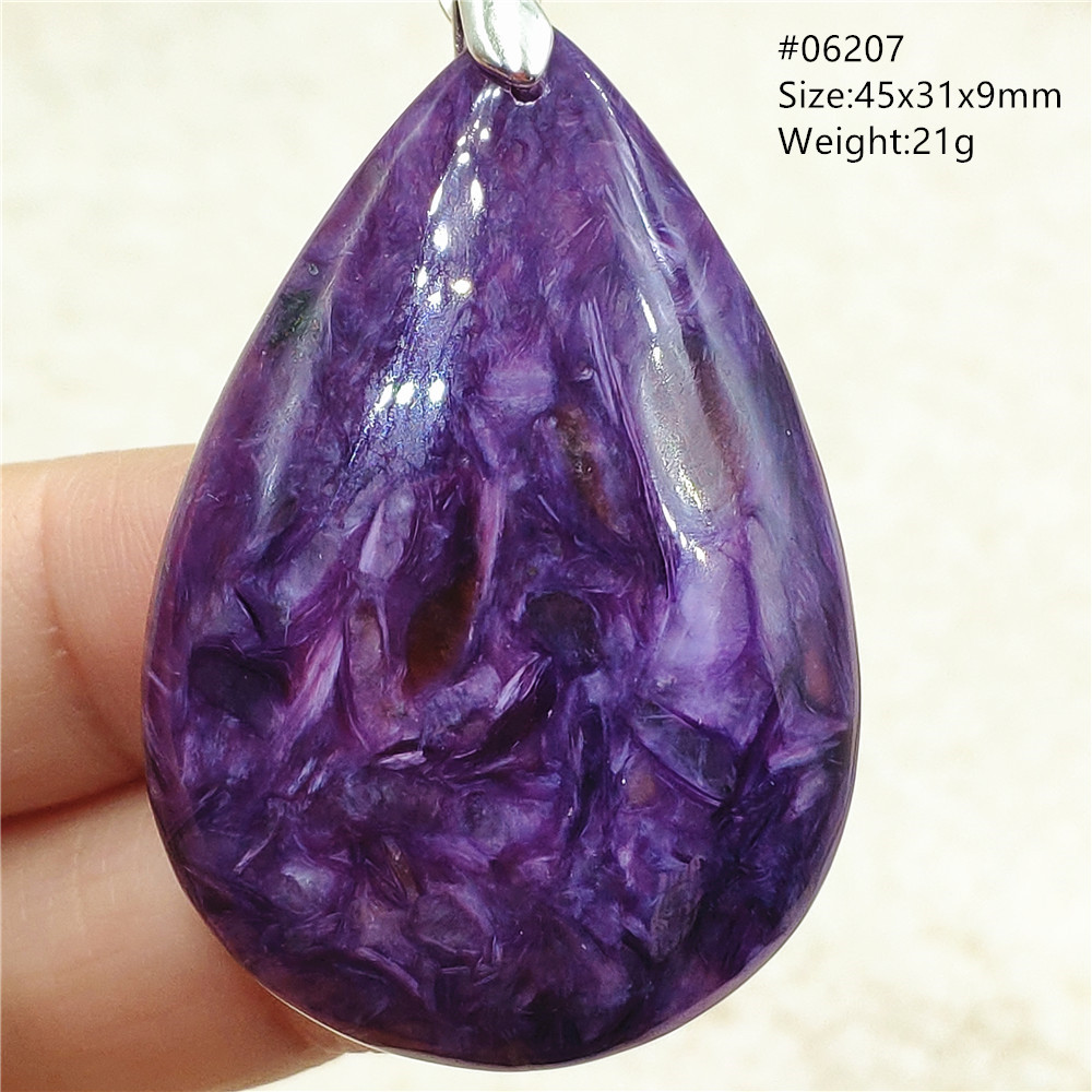 ธรรมชาติสีม่วง Charoite Water  - 925 Sterling Silver Chain Necklace Men บทวิจารณ์และราคา