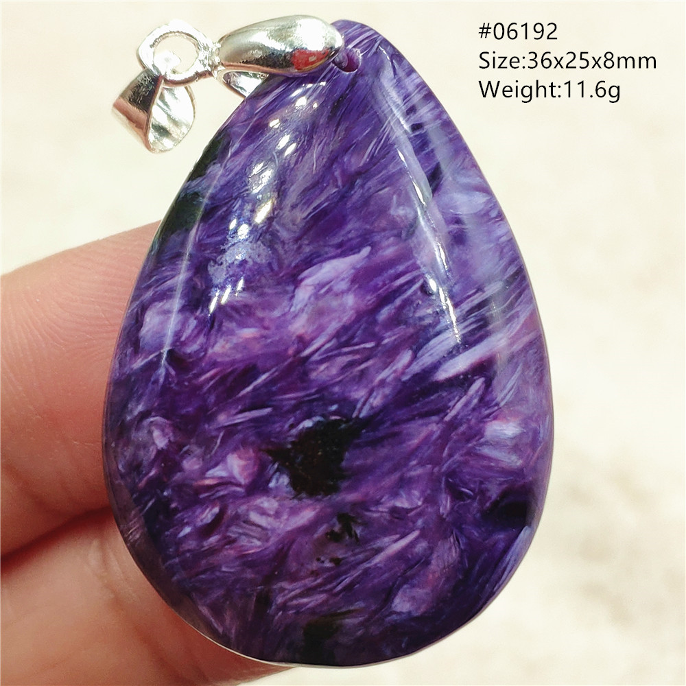 ธรรมชาติสีม่วง Charoite Water  - 925 Sterling Silver Chain Necklace Men บทวิจารณ์และราคา