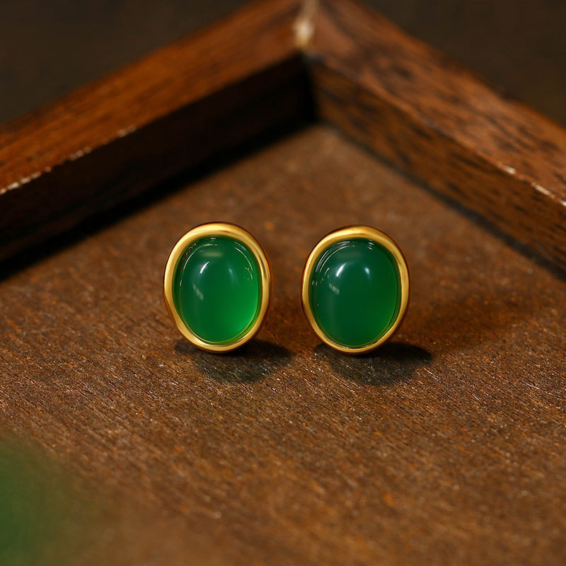 ต่างหูหยกธรรมชาติสีเขียว เครื่ - Earrings บทวิจารณ์และราคา
