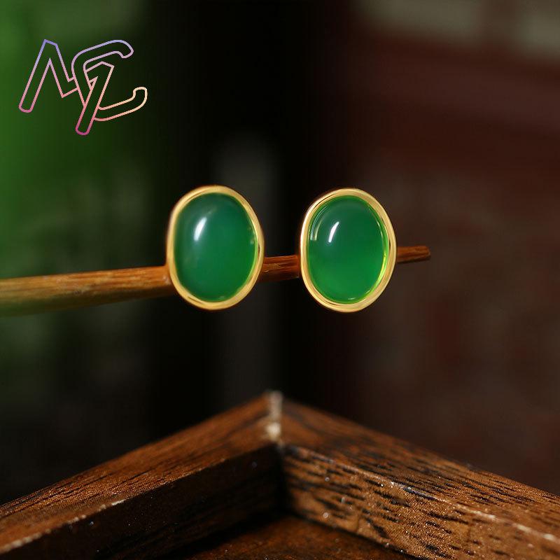 ต่างหูหยกธรรมชาติสีเขียว เครื่ - Earrings บทวิจารณ์และราคา