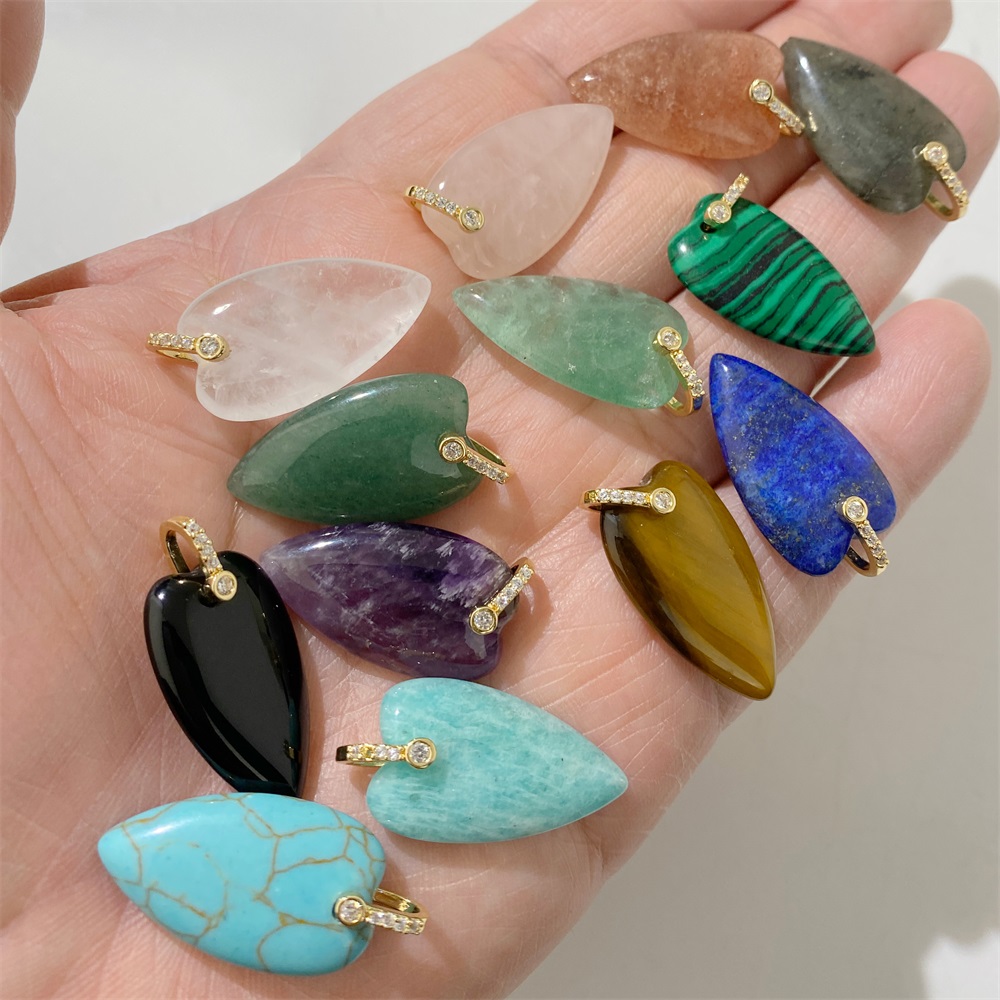 จี้หินธรรมชาติรูปหัวใจ 2 ชิ้น, - Crystal Pendant Necklace Natural Stone บทวิจารณ์และราคา