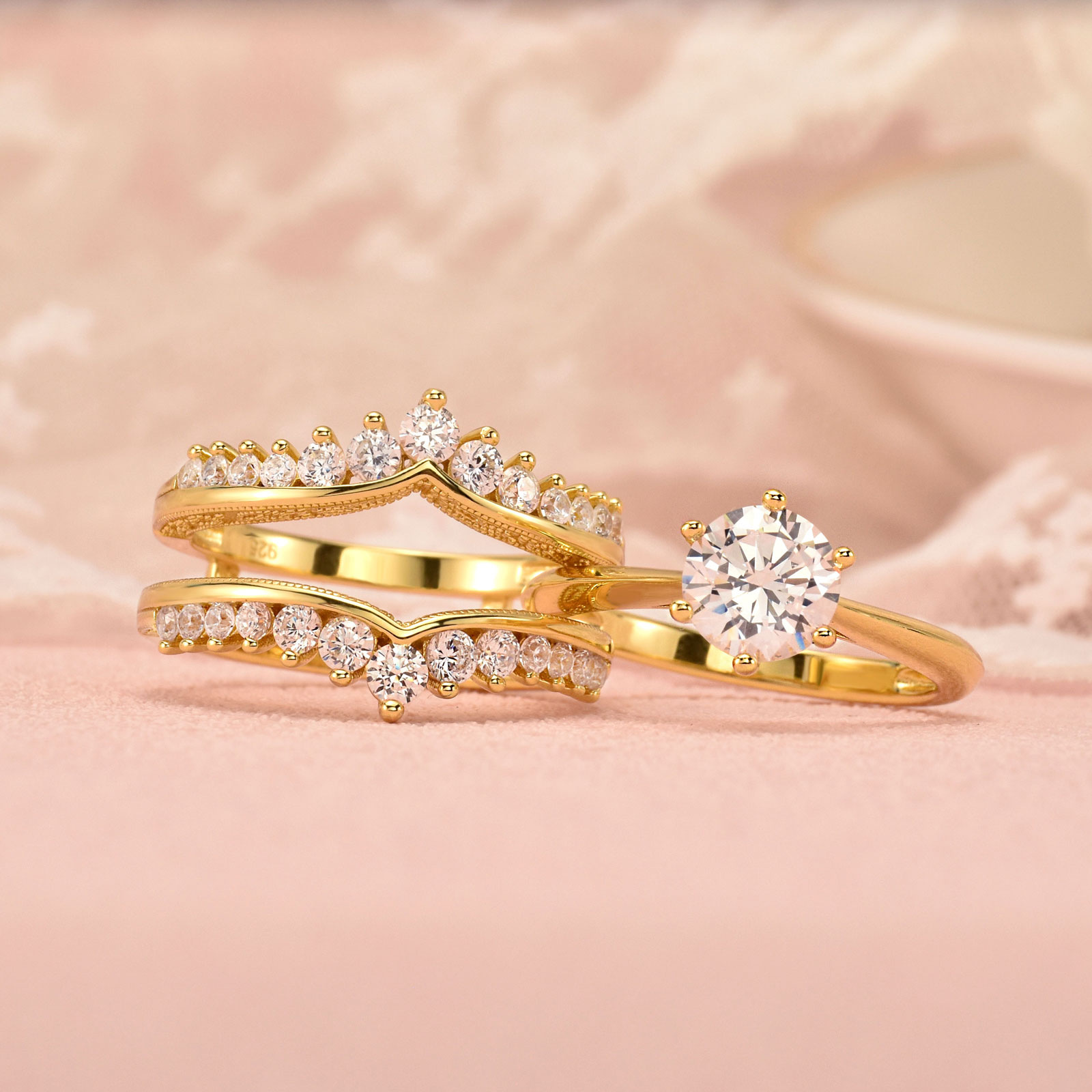 ชุดแหวนแต่งงานชุบทองคำขาว 14k  - Moissanite Engagement Ring 1 Carat บทวิจารณ์และราคา