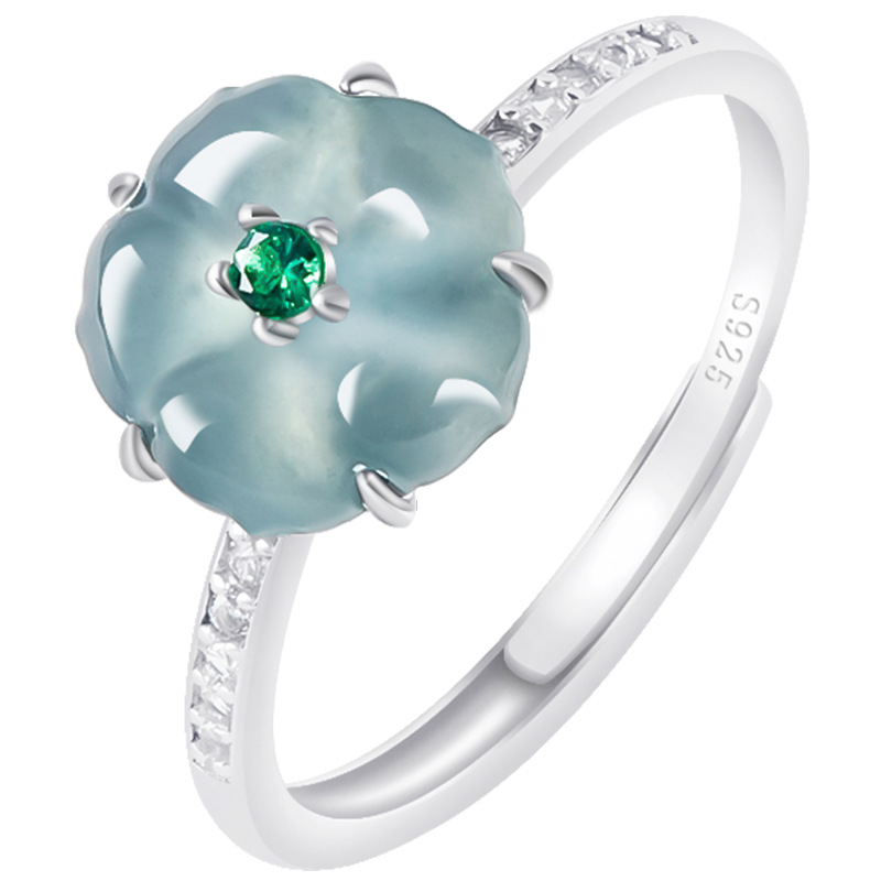 แหวนหยกพม่าสีฟ้า 925 เงินแท้ ห - Rings บทวิจารณ์และราคา