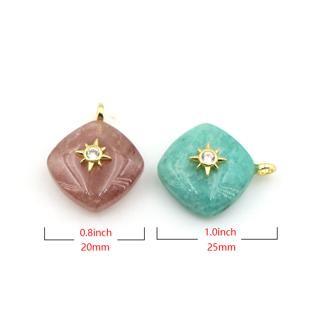 จี้หินธรรมชาติรูปทรงเรขาคณิตพร - Crystal Pendant Necklace Natural Stone บทวิจารณ์และราคา