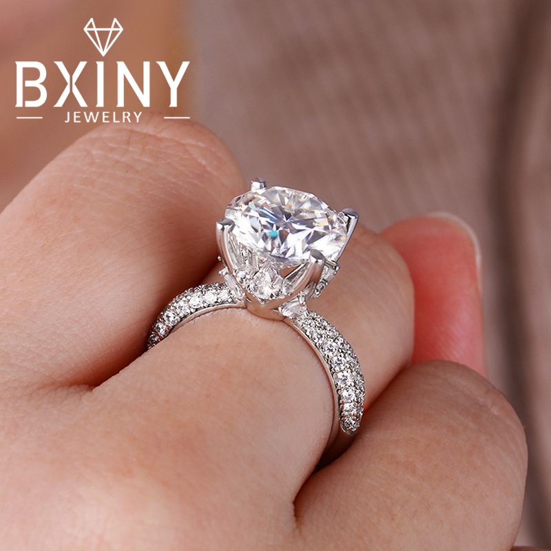 BXINY D สี 5CT Moissanite แหวน - Moissanite Engagement Ring 1 Carat บทวิจารณ์และราคา