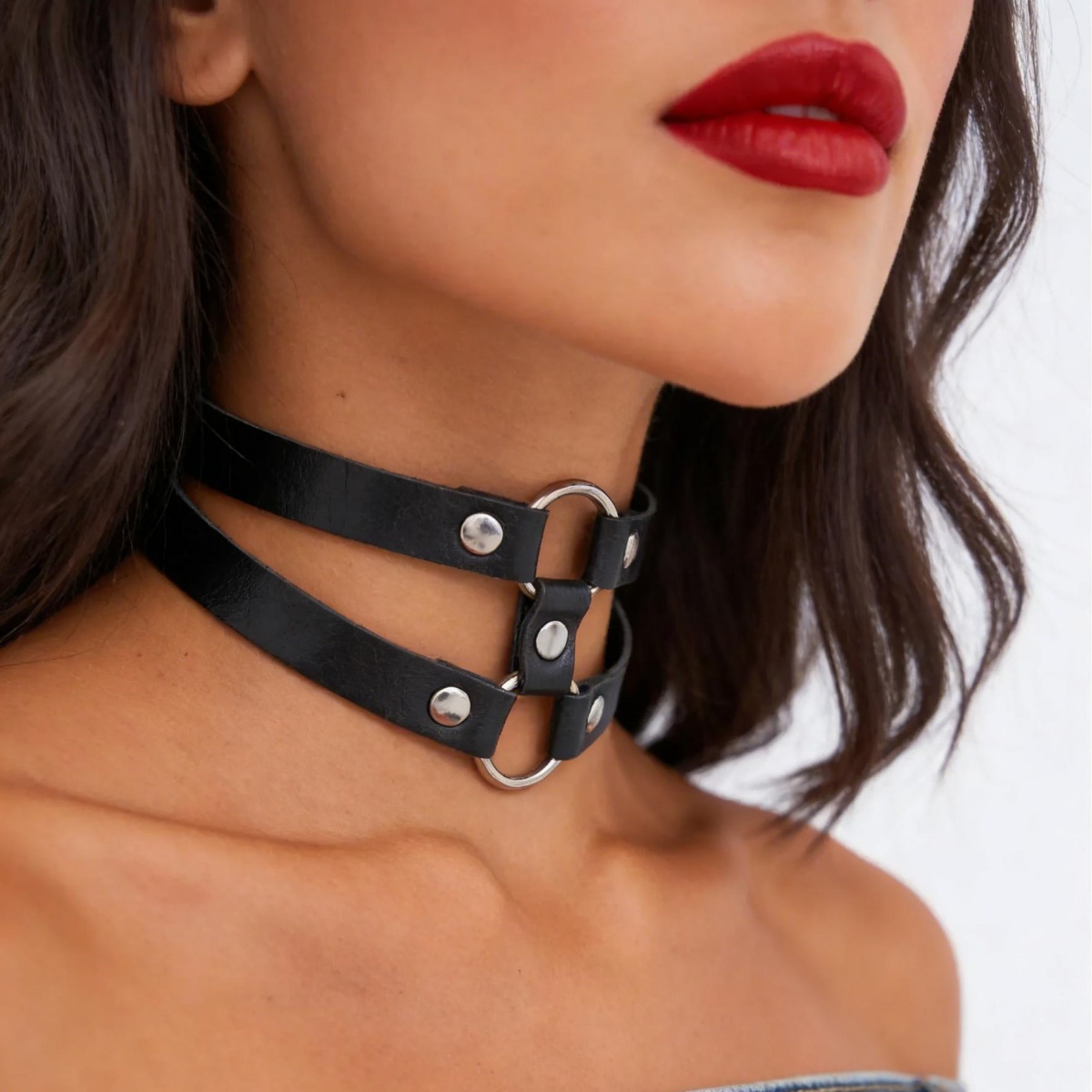 สร้อยคอหนัง PU แบบมีหนาม สไตล์ - Goth Punk Spike Choker บทวิจารณ์และราคา